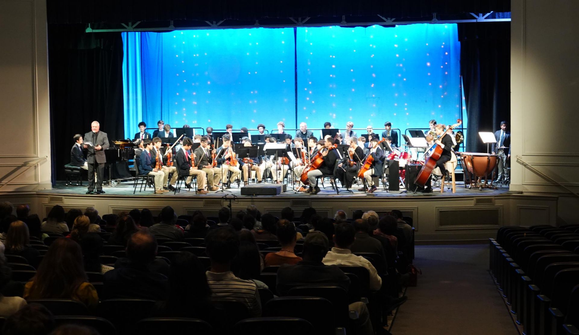 Wide shot of Spring Orchestra, Ensembles Concert.